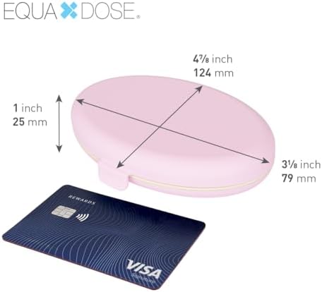 EQUADOSE Oval Compact Pill Case, Portable Organizer with Mirror, Travel Medication Holder with Removable Divider, Small Storage Case for Pills, Vitamins, Earbuds, Jewelry & Daily Essentials, Rose