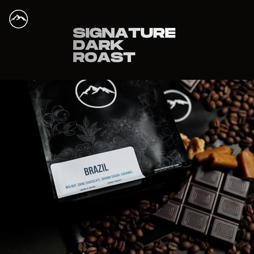 PURE EARTH COFFEE CO. Whole Bean Coffee, Brazil Single-Origin Beans, Dark Roast, Bold Gourmet Specialty Grade Coffee, Chocolate, Walnut, Bold and Smooth Flavor Notes 12oz