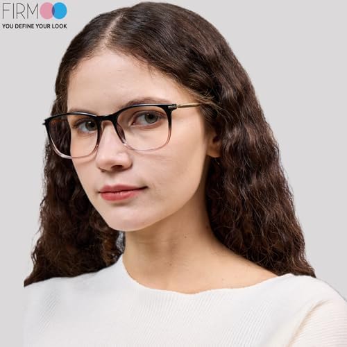 Firmoo Blue Light Glasses for Women Men, Reading Glasses 0.0x-3.0x, Ultra Light Square Frame, Premium TR90 & Metal Blend