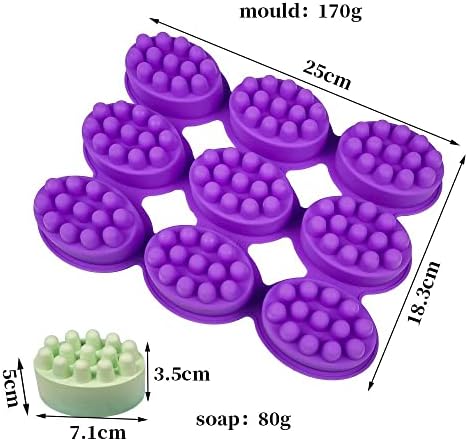 Andy's Orchids 3D Handmade Silicone Soap Moulds, Massage Therapy Bar Making Mould Tools, DIY Oval Shape Essential Oil Soaps Resin Crafts