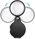 2PCS Upgrade Small Magnifying Glasses for Kids/Senior, Pocket Magnifier for Reading/Close Work, Mini Folding Magnifying Magnify Glass with Protective Sheath, Ideal for Repairing/Hobby/Coins, 1.96"