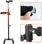 Tetrapod Walking Stick, with Side Handle and 4 Leg Base, 10 Heights Adjustable, Lightweight Walking Cane, Comfortable Grip, for Seniors Men Woman (Color : Brown)