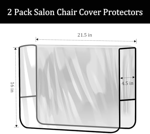 Philbinden 2Pcs Salon Chair Cover Protectors,Clear Square Hairdressing Chair Back Covers for Fits Most Standard Chairs,Reinforced Precision Sewn Clear Covers to Prevent Damage to Spa/Salon Chairs (2)