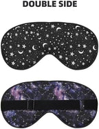 Purple Black Star Pagan Outer Space Galaxy Constellation Double-Sided Silk Sleep Eye Mask for Unisex Men Women, Comfortable Super Soft Eye Mask with Adjustable Strap£¬Light Blocking Night Blindfold