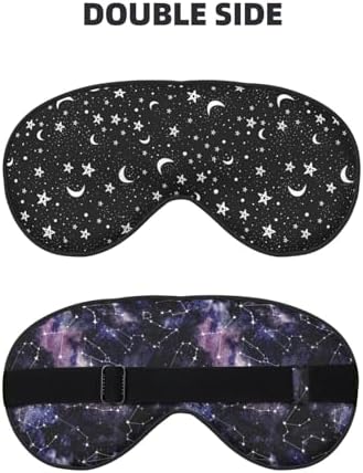 Purple Black Star Pagan Outer Space Galaxy Constellation Double-Sided Silk Sleep Eye Mask for Unisex Men Women, Comfortable Super Soft Eye Mask with Adjustable Strap£¬Light Blocking Night Blindfold