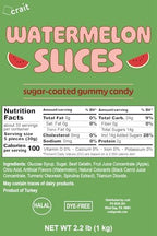 Gummy Watermelon Slices Bulk Bag Dye Free Candy, Halal Gummies Sweet and Sour Watermelon Slices 2.2 Pounds