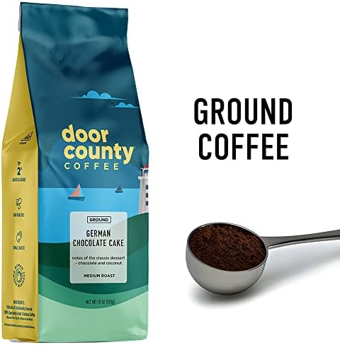 Door County Coffee German Chocolate Cake Flavored Coffee -10oz Bag - Ground Medium Roast - 100% Arabica