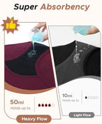 INNERSY Heavy Flow Period Underwear for Women Teens, Leak-Proof Menstrual Cotton Protective Hipster Panties 3-Pack
