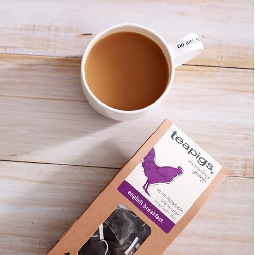Teapigs English Breakfast Tea Bags Made With Whole Tea Leaves, Natural Ingredients, Non-GMO, Classic Morning Blend – 90 Count (6 Packs of 15 Teabags)
