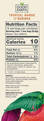 Good Earth Sensorial Blends Tropical Moringa & Mango Herbal Tea, 15Count