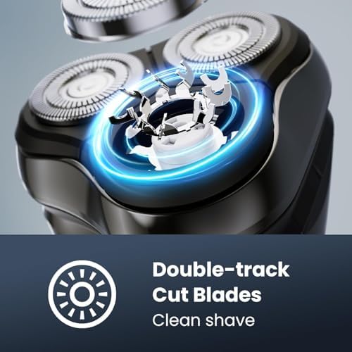 SHPAVVER Electric Razor for Men Cordless: Mens Electric Shavers, 4D Flex Blades & Sensitive Skin - USB Fast Charging, Pop-up Trimmer, Waterproof, Travel Lock A1 Silver-Black Upgraded