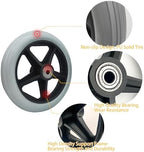 2 Pack Wheelchair Wheel - Environmentally Friendly PU Material,6 Inch Solid Tire,Wear-Resistant,Anti-Slip,Universal Wheelchairs, Walker and Various Cart Replacement Wheel Accessories，Grey
