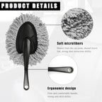 Car Dash Duster Brush, Super Soft Microfiber Multi-Functional Car Cleaning Brush, Scratch Free Dash Dusting Tool with a Anti-Skid Handle for Vehicle Home Kitchen Cleaning (Gray)