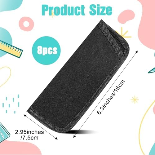 8 Pcs Slip in Eyeglasses Cases Soft Protective Glasses Cases Black Travel Sunglasses Pouch Fabric Spectacle Reading Glasses Sleeve Holder Cloth Eyewear Bag for Women Men Kids