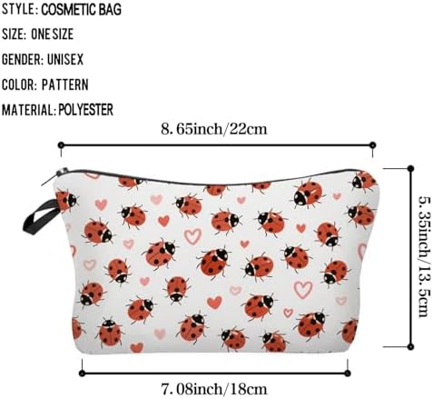 Livel lhood Ladybug Makeup Bag Cute Small Makeup Organizer Bag Travel Toiletry Zipper Pouch Love Cosmetic Bag Gift for Women