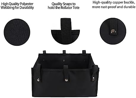 Walker Bag Under Seat for Four Wheel Rollator, Rollator Bag Tote Organizer Pouch Storage to Walkers for Senoirs, Walker Accessories (medium, Black)