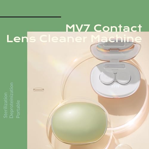 MV7 Ultrasonic Contact Lens Cleaner Machine with Timer Display, Big Mirror & USB Charger, Fit Disposal Soft Lens, Colored Contact Lens, RGP Lens and OK Lens (Rosy)