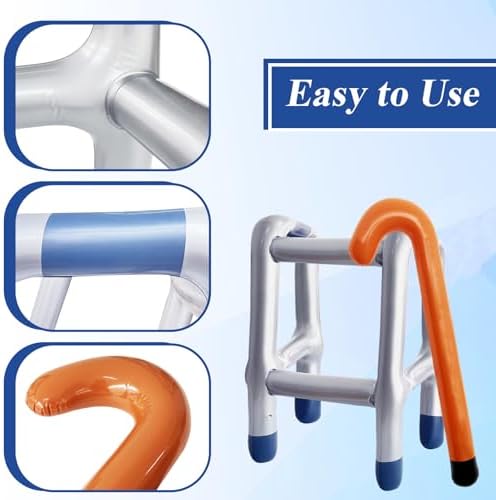 2 Pcs Inflatable Walker and Cane Costume Prop Set,Fake Cane Blow Up Toy,Funny Old Age Costume Accessories for Kids,Christmas,Halloween,Party Decor