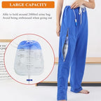 WEEOATAR Unisex Incontinence Pants with Double Pockets for Nephrostomy, Foley, Suprapubic & Biliary Catheters (Black, Long, M)