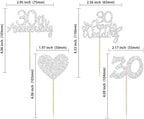 Gyufise 24Pcs 30th Anniversary Cupcake Toppers Heart Cake Toppers Pearl Wedding Anniversary Heart Cake Decoration for Wedding Anniversary Celebration Party Supplies