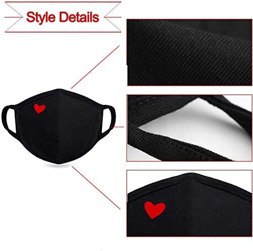comfso Fashion Cute Heart Face Protection with Adjustable Nose Bridge - Gifts for Women, Unisex Cotton Cloth Heart Masks, Washable Reusable Warm for Outdoor Activities, Mothers Day Gifts