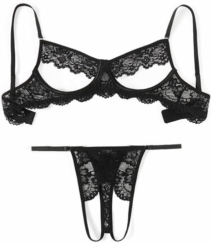 Avidlove Sexy Floral Lace Cutout Lingerie Set for Women Bra Panty 2 Piece Sheer Lingerie Set Outfits