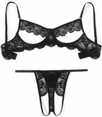 Avidlove Sexy Floral Lace Cutout Lingerie Set for Women Bra Panty 2 Piece Sheer Lingerie Set Outfits