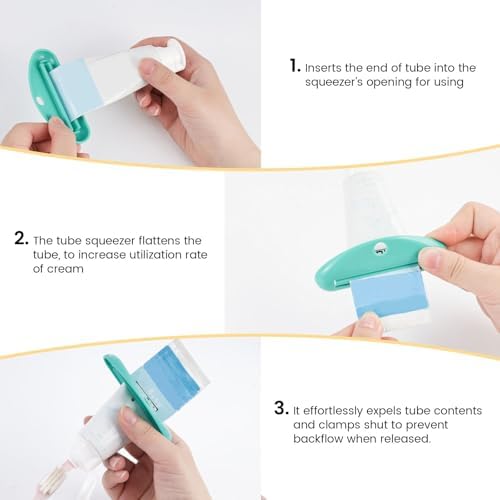 LOVEINUSA 4PCS Toothpaste Squeezer, Hanging Tube Squeezer Tool Multicolor Tubular Paste Dispenser for Saving Toothpaste Facial Cleanser Creams Paint