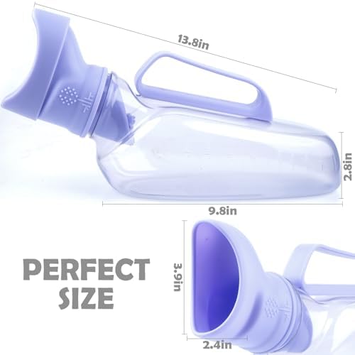 Urinal for Women - 40oz/1200ml Large Capacity Leakproof Pee Bottle with Knitted Sleeve & Cleaning Brush, Portable Travel Urinals for Women