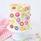 36PCS Edible Candyland Cupcake Toppers Wafer Paper Lollipop Garland Cupcake Decor Wafer Sheet Edible Candy Dessert Picks for Sweet Candy Theme Birthday Baby Shower Party Decor