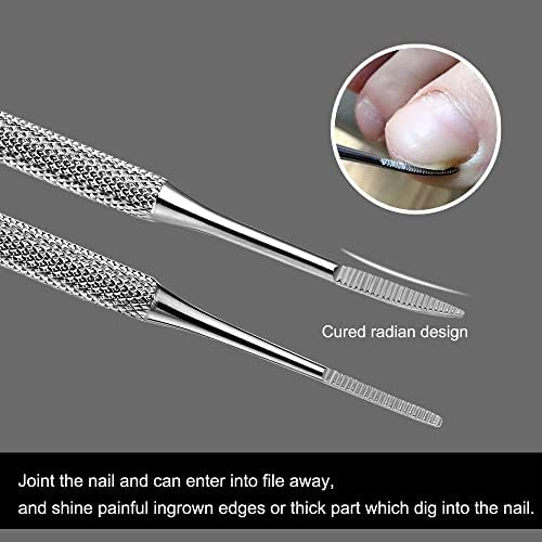 FAMILIFE Ingrown Toenail File and Lifter, 2 pcs Ingrown Toenail Tool Double Sided with Storage Case Professional Corrector 100% Stainless Steel Removal Pedicure Kit, Ideal for Home, Travel, Salon Use