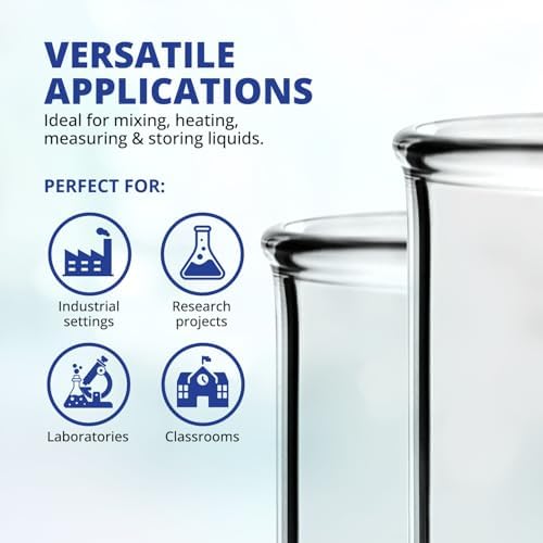 United Scientific™ 250 ml Beaker, Low Form Griffin 3.3 Borosilicate Glass Beaker, Double Scale Graduated, ASTM-E960 Compliant, Autoclavable Lab Glassware for Chemistry Research, 1 Each
