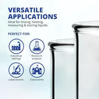 United Scientific™ 250 ml Beaker, Low Form Griffin 3.3 Borosilicate Glass Beaker, Double Scale Graduated, ASTM-E960 Compliant, Autoclavable Lab Glassware for Chemistry Research, 1 Each