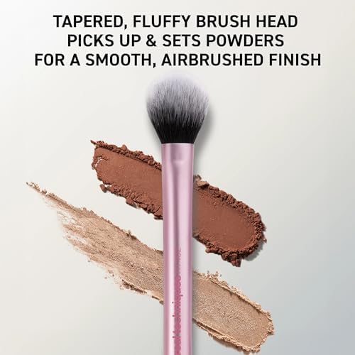 Real Techniques Setting Brush With Ultra Plush Custom Cut Synthetic Bristles and Extended Aluminum Ferrules to Build Coverage
