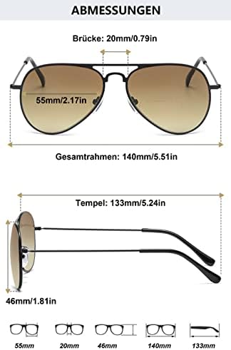Classic Bifocal Reading Glasses Women Men Metal Pilot Blue Light Blocking Reader Sunglasses