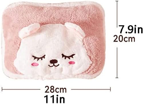 Reusable Electric Water Heating Bag, Portable Electric Hot Water Bag with Cute Faux Fur Cover, Reusable PVC Hot Water Bottle Portable