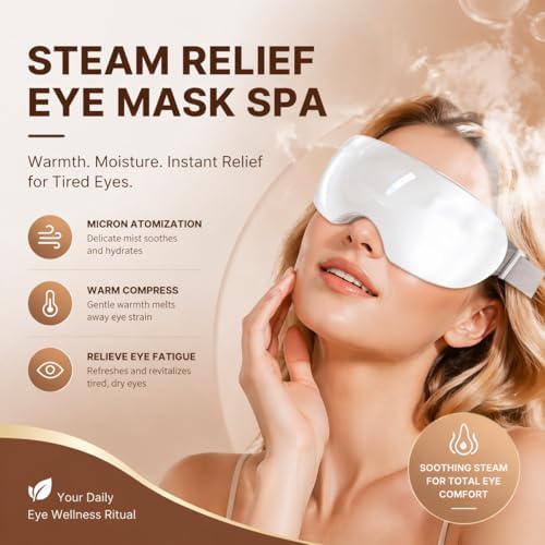 Beminda Steam Therapy Pro, Steam Eye Mask for Dry Eyes, Beminda Steam Eye Therapy, Adjustable Eye Steamer with Heat & Smart Nano Mist Moisturizing