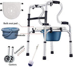 Walker, Portable Toilet Folding Bedside Commode Chair Elderly Walk Walker, 8 Height Adjustable, for Height 140-205 cm/55-80 inch Patients, Pregnant Women, Senior Good Times