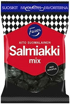 Fazer Salmiakki Mix Original Finnish Salty Liquorice Salmiak Wine Gums Chewy Gummy Candy Candies Sweets Bag 180g.