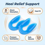 1Pair Blue Silicone U-Shaped Heel Cups Plantar Fasciitis Insert Invisible Heel Pads Soft Gel Heel Cushions Protectors Shock Absorbing Support for Women Men(Large)
