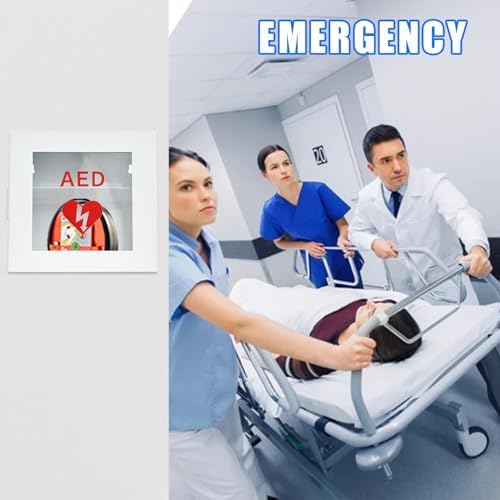 Non Alarmed AED Defibrillator Wall Mounted Storage Cabinet - 14.5'' x 7'' x 13.75'' Steel AED Holder Defibrillator Cabinet for Emergency at Church, Fitness Center, Home, Office, Warehouse