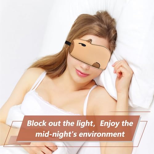 Cute Capybara Sleeping Mask Eye Mask Funny Animal 3D Contoured Sleep Mask Soft Breathable Blindfold Travel Eye Cover Eyeshade for Kids Adults Girls Boys Women Men (Capybara, Brown)