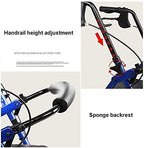 Elderly Walker, Aluminum Foldable Walking Mobility Aid Walker Rollator Shopping Trolley with Seat and Handbrake and Footrest Mobility Sharing