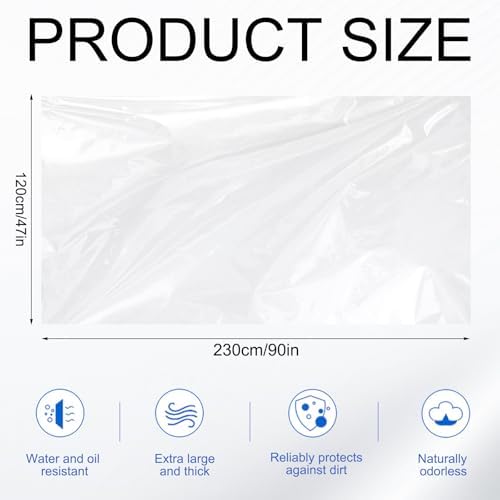 eBoot 100pcs 47" x 90" Disposable plastic Massage Table Sheets Spa Massage Treatment Bed Cover Transparent Beauty Bed Waterproof Film Couch for Tattoo Beauty Chair Sofa Spa Beds Furniture Supplies
