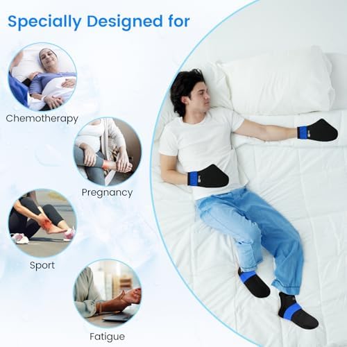SuzziPad Foot Ice Pack Cooling Socks and Cold Gloves for Chemotherapy, Chemo Comfort Items, Ideal for Soothing Hand and Feet Discomfort, L