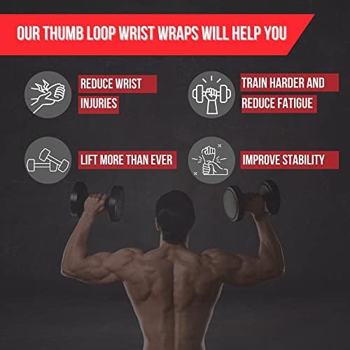 Lift Tech Fitness PRO 20'' Lifting Wrist Wraps - Wrist Wraps for Weightlifting Men and Women Suitable - Thumb Loop Wrist Straps for Crossfit, Strength Training - Pair of 2