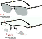 Transition Photochromic Rectangular Frame Bifocal Reading Glasses For Men Women Clear Sunglasses Readers UV400 (black, 0.00/+1.50 magnification)