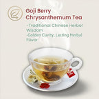 ADMIRINGAZELAND Goji Berry Chrysanthemum Tea Bags, 30 Count - Pyramid Teabags, 6 Ingredients - Dandelion Root, Wolfberry, Cassia Seed, Honeysuckle, Burdock - Chinese Herbal for Office & Home, 5.3 oz