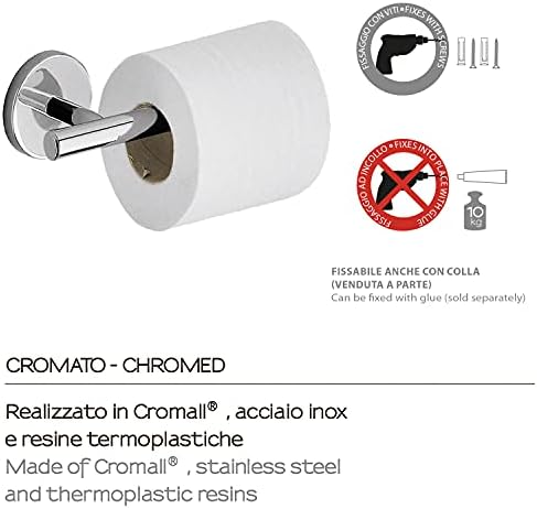 Gedy Cebu Chrome Toilet Paper Holder, Measures 6 x 18.3 x 8.5 cm and Weight 0.15 kg, Stainless Steel and Cromall Roll Holder, 10 Years Warranty, R&D Design