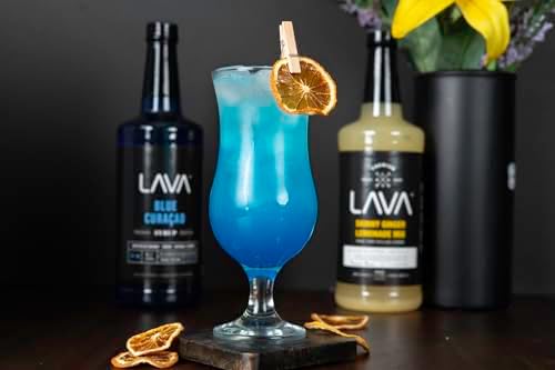 LAVA Premium Blue Curacao Syrup, 33.8oz (1-Liter), Made with 100% Sugar, Orange Extract, No Artificial Sweeteners or Flavors (1-Pack)